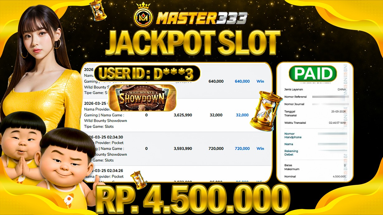 JACKPOT Rp 4.500.000 JUTA DIMASTER333 LANGSUNG DI BAYAR LUNAS